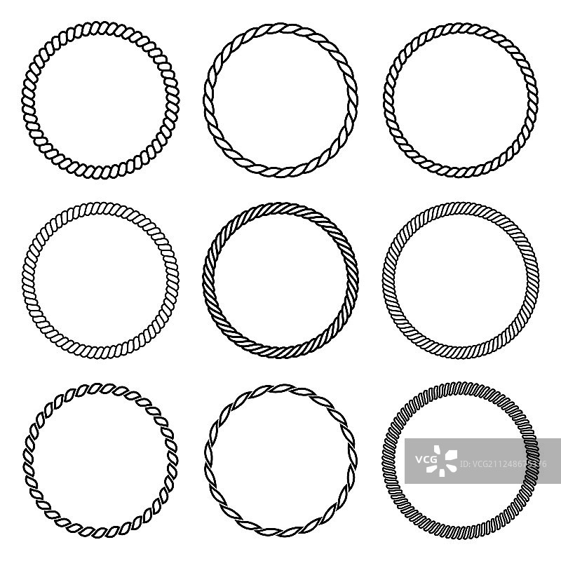 粗绳圆形边框合集图片素材