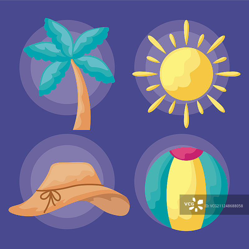 夏季假期图标集图片素材