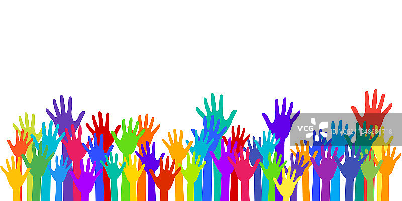 彩色举手团体艺术疗法图片素材