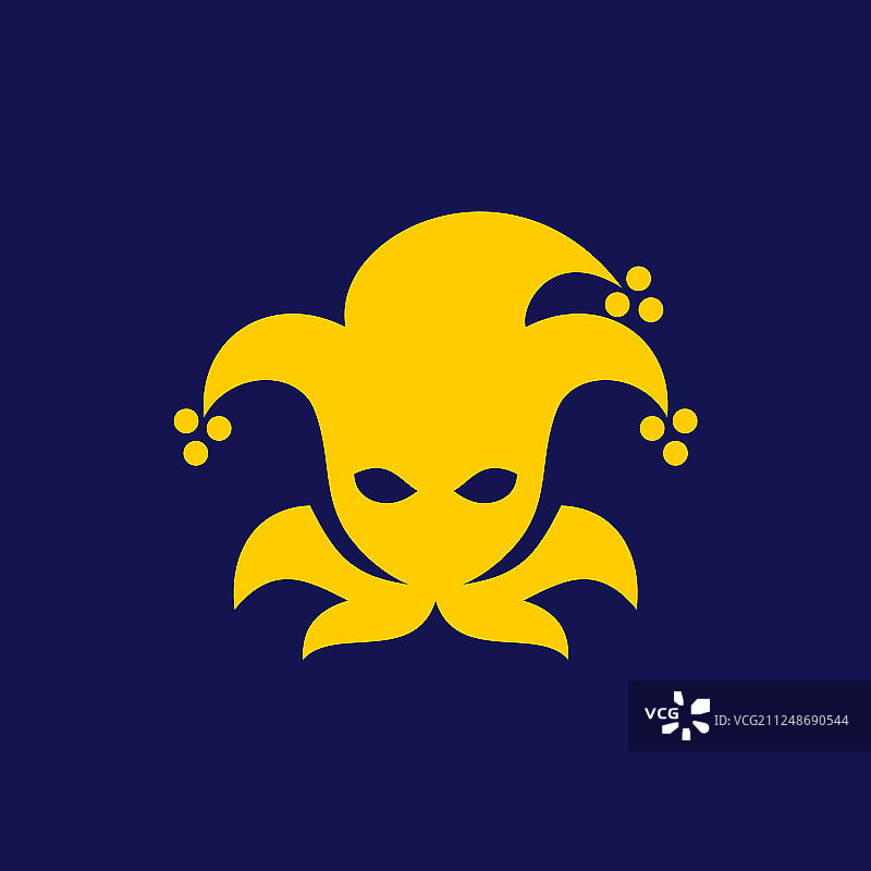 戴着带铃铛小丑帽的小丑图标图片素材