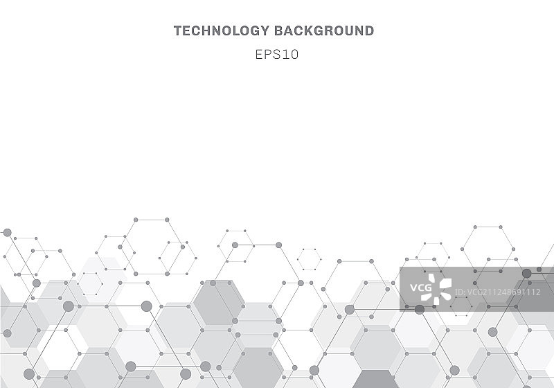 白色背景上的抽象灰色六边形分子图案图片素材