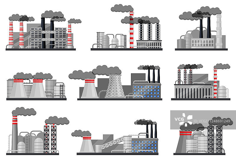 扁平化风格制造工厂图标合集图片素材