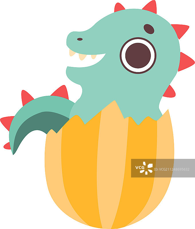 从蛋里孵出的可爱小恐龙宝宝图片素材