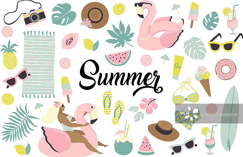 可爱夏季美食饮品冰淇淋图标合集图片素材