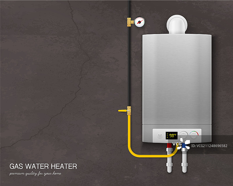 逼真的燃气热水器锅炉结构图片素材