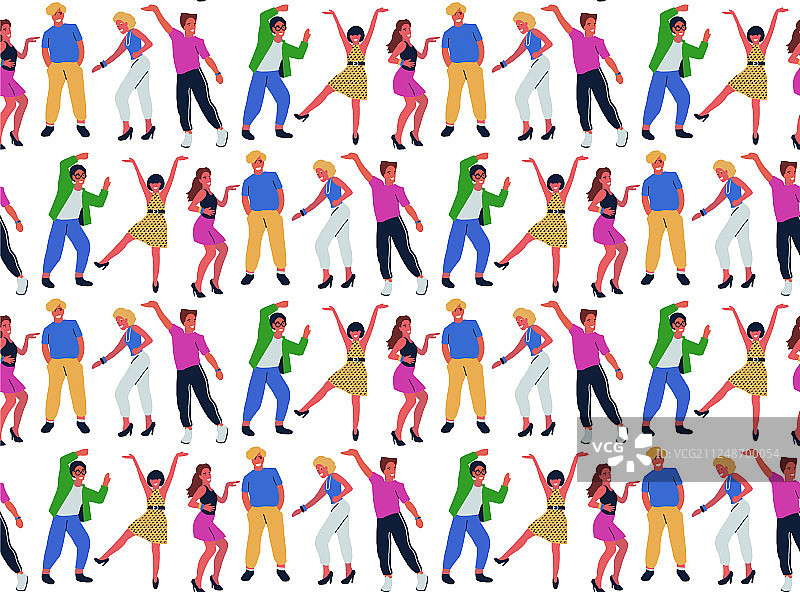 青年舞蹈团体无缝图案图片素材