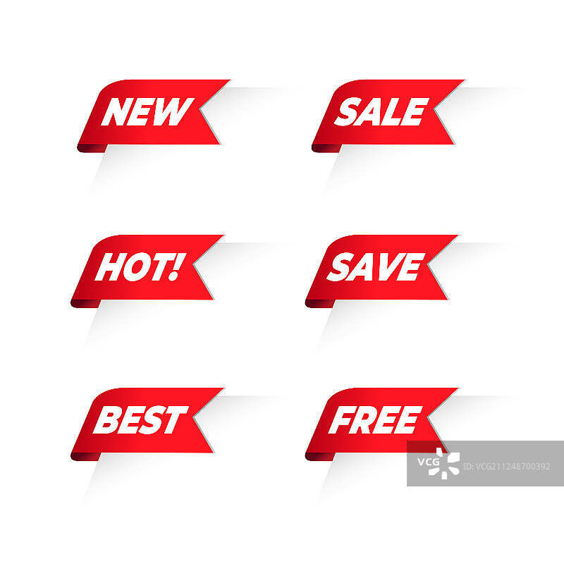 红色角 ribbon 集设计元素图片素材