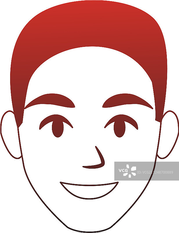 卡通红色线条勾勒的无脸年轻人图片素材