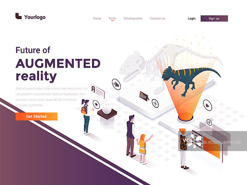 现代2.5D增强概念扁平风格彩色插画图片素材