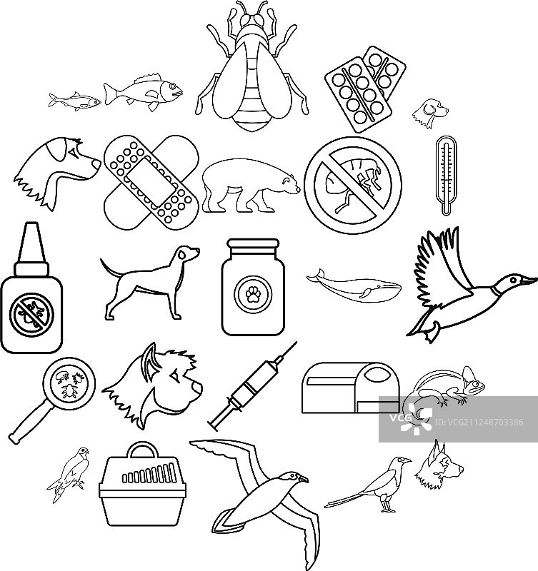 关心动物图标设置轮廓风格图片素材