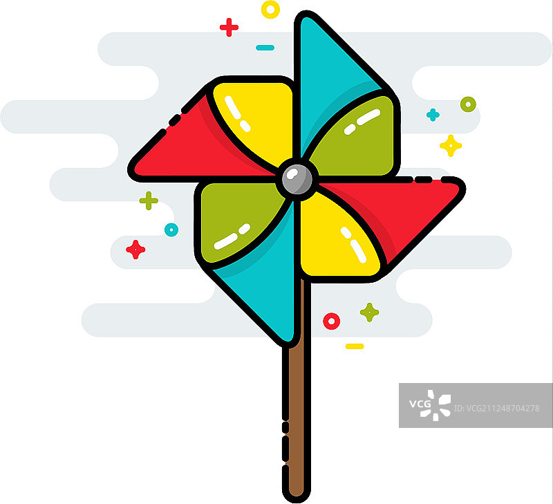 旋转风车玩具彩色线条图片素材