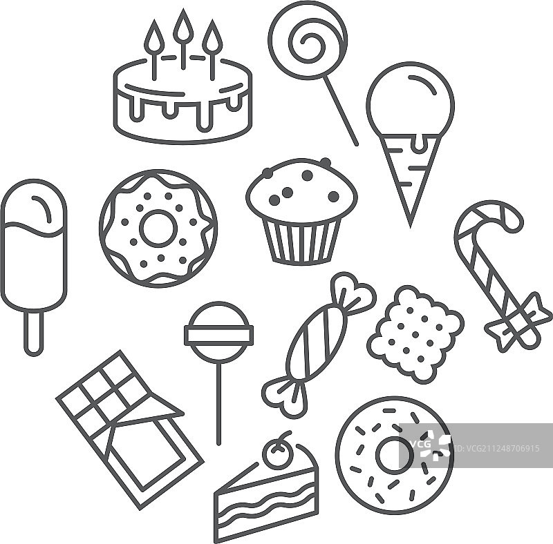 糖果图标合集，白色背景图片素材