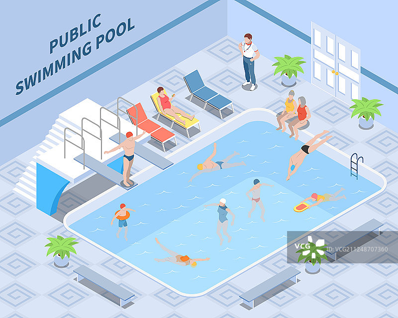 公共游泳池2.5D合成图片素材