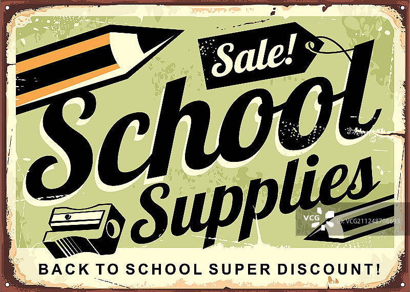 学习用品促销复古广告牌图片素材