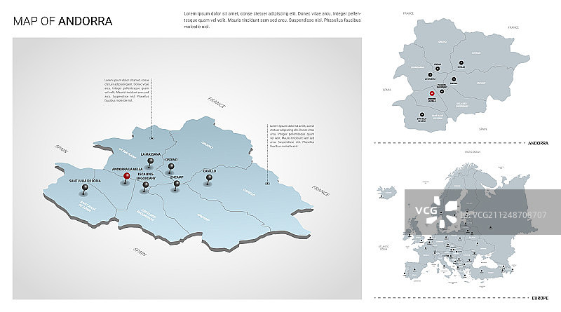 安道尔等距3D地图图片素材