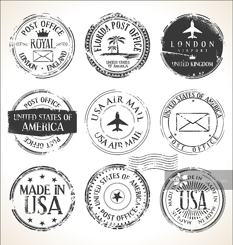 白色背景上的邮票图片素材