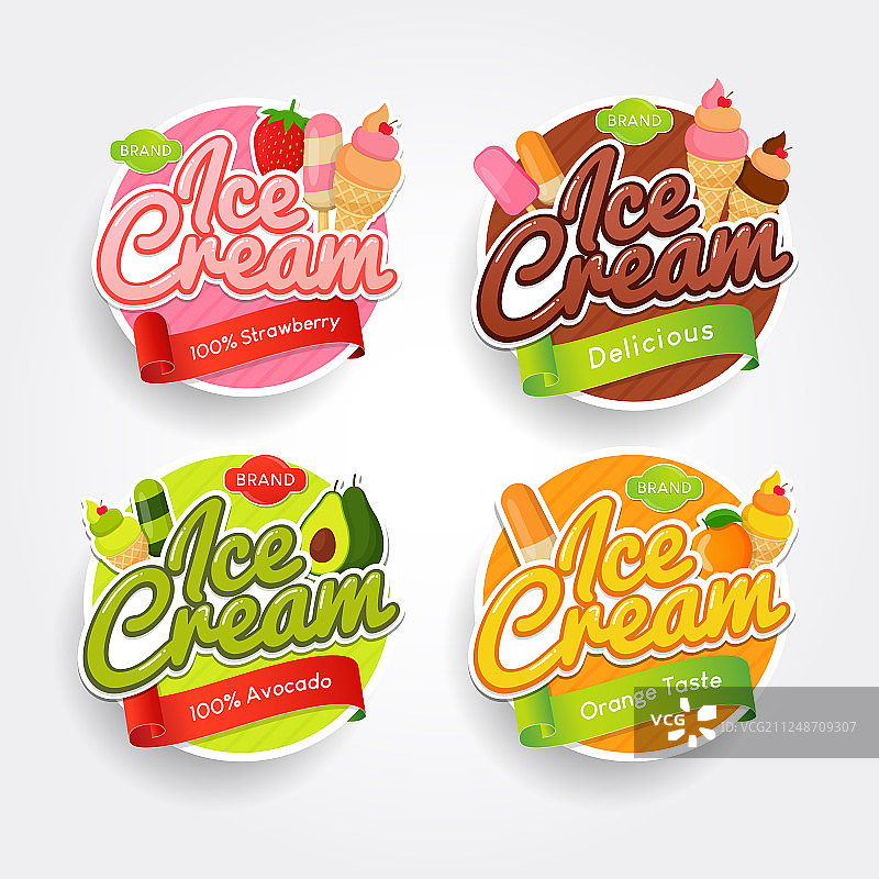 冰淇淋logo标签和徽章图片素材