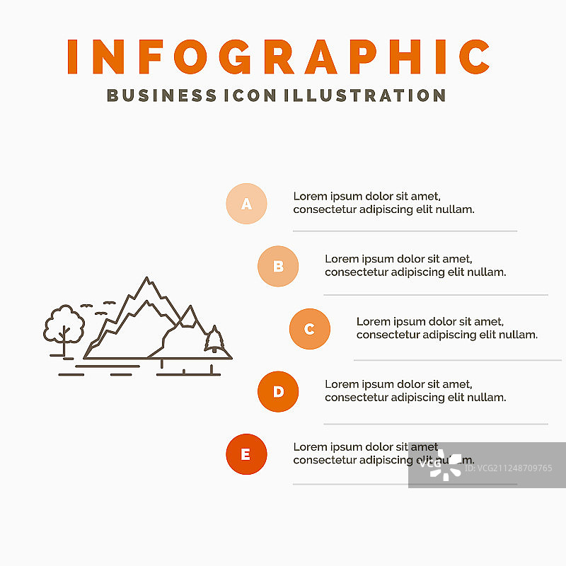 丘陵风景自然山脉树木信息图图片素材