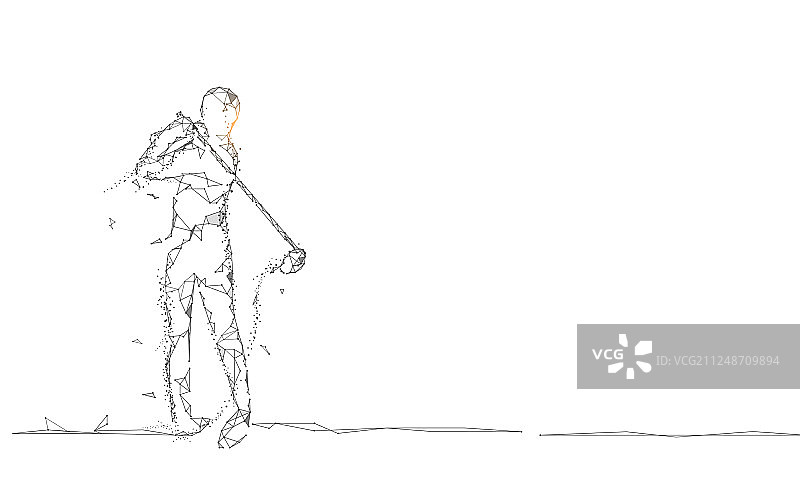 打高尔夫的男人（线条粒子风格）图片素材