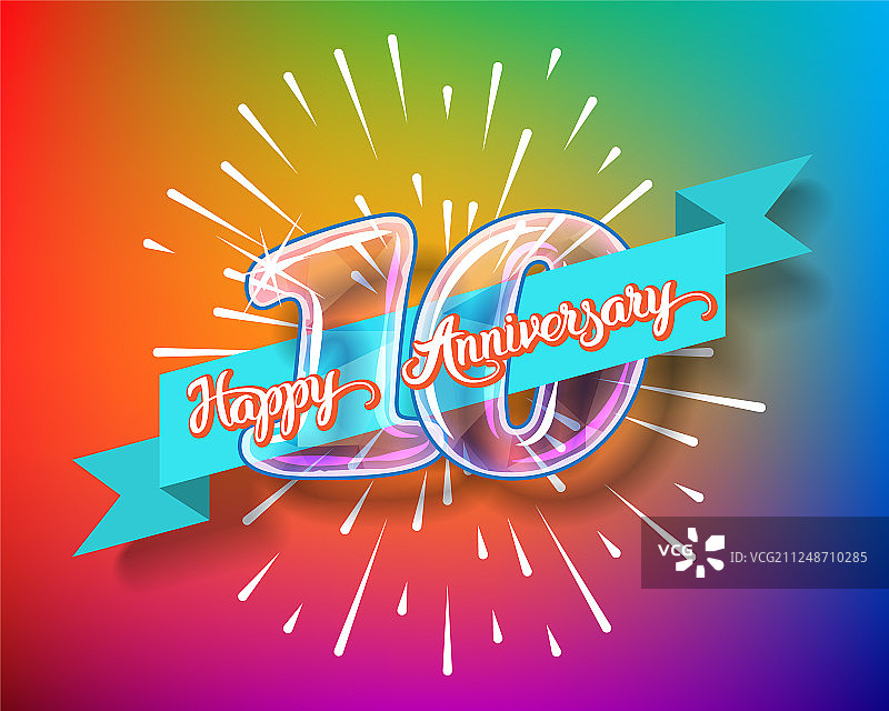 10周年快乐玻璃灯泡数字套装图片素材