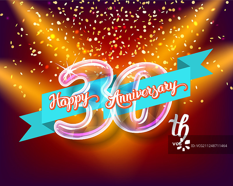 30周年纪念玻璃灯泡数字套装图片素材