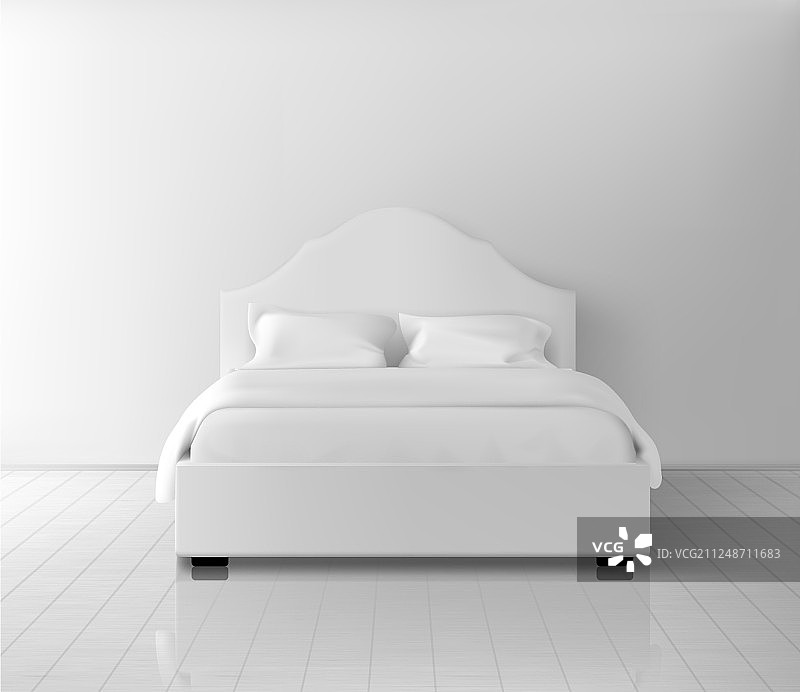 逼真的白色双人床图片素材