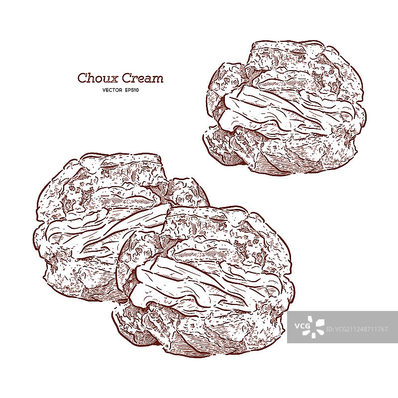 奶油泡芙手绘插画图片素材