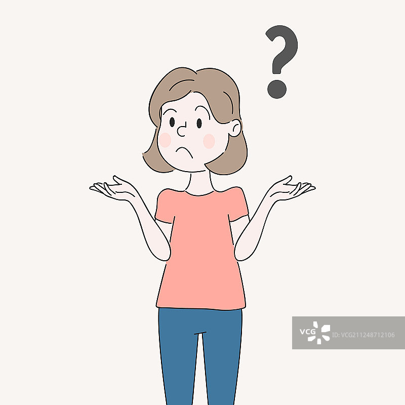 女人耸肩，困惑地思考图片素材