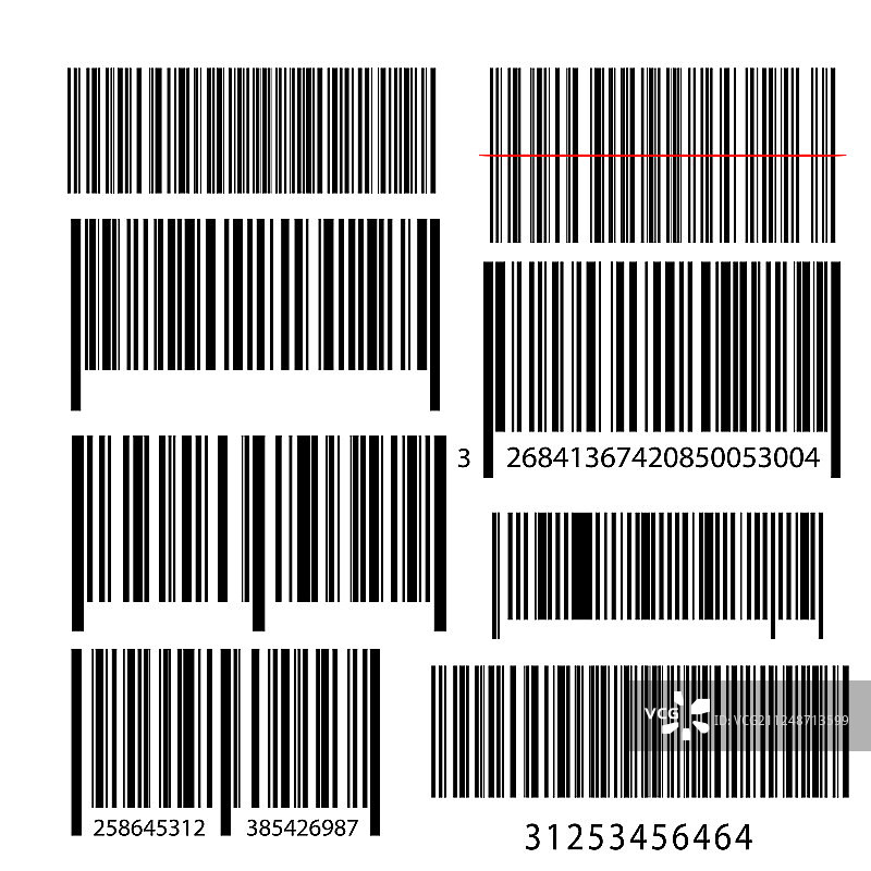 逼真的条形码图标集图片素材