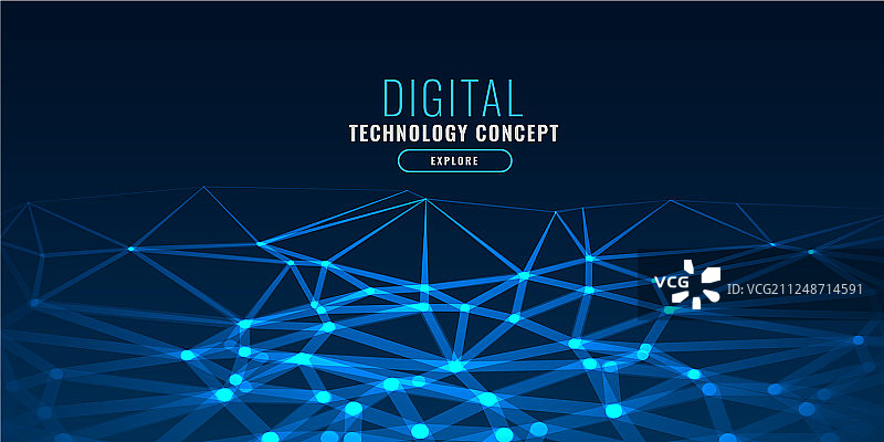 蓝色科技风低多边形发光背景图片素材