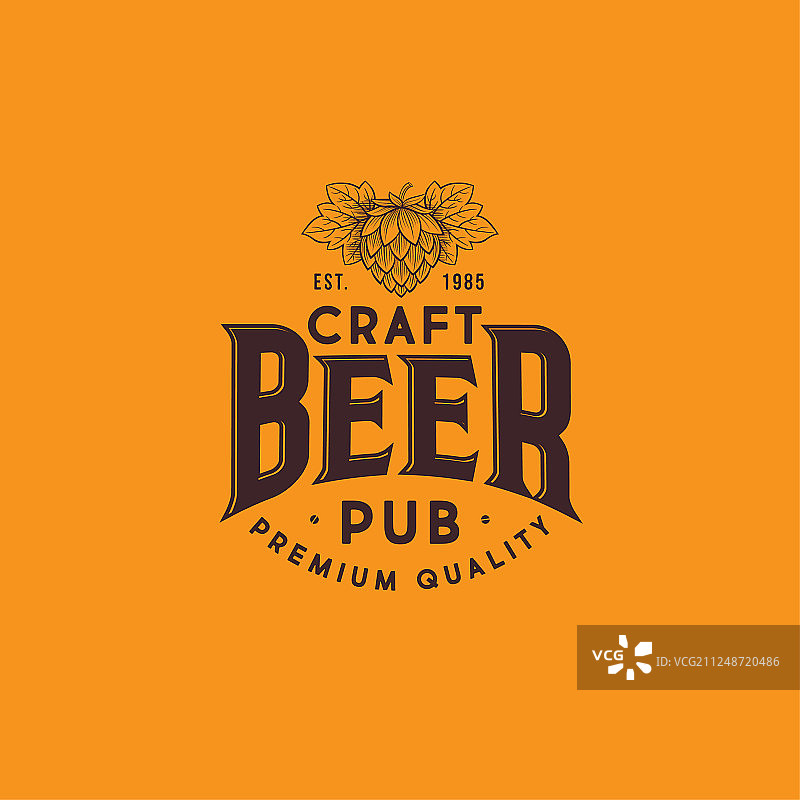 精酿啤酒标志：啤酒花，啤酒，酒吧标签图片素材