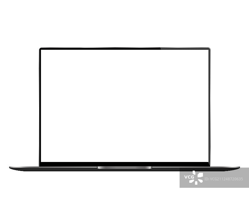 逼真的白色背景扁平笔记本电脑图片素材