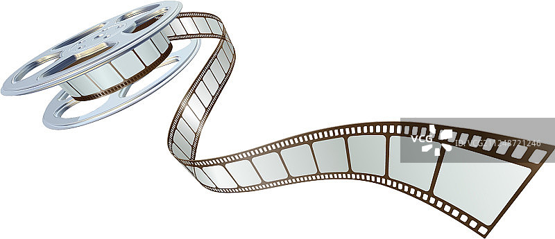 电影胶片从胶片盘中放出图片素材