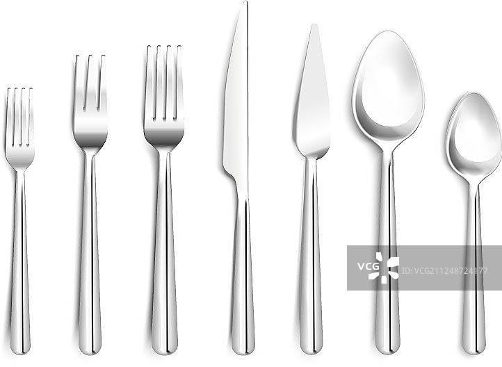 逼真的餐具俯视图图片素材