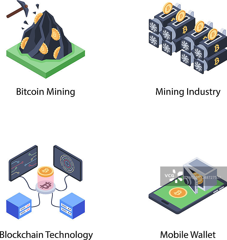 2.5D图标安全比特币素材图片素材