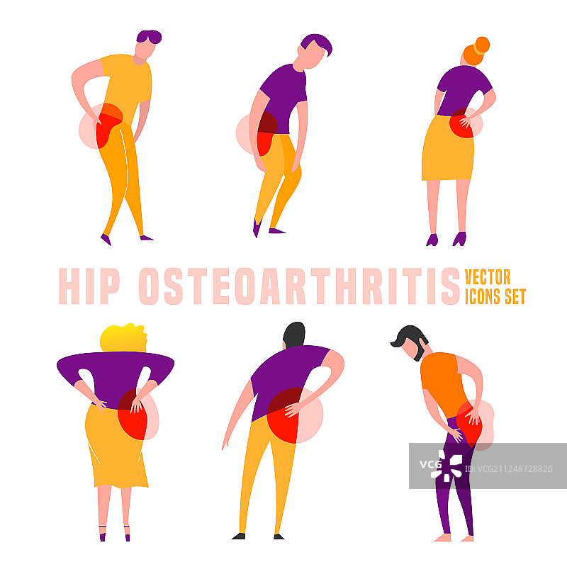 髋关节骨关节炎图标集图片素材