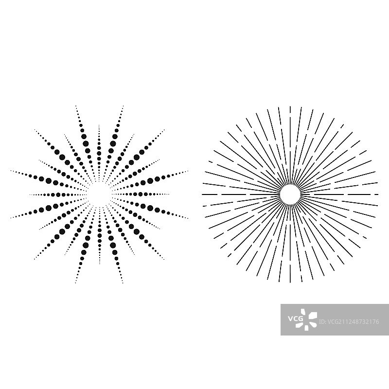 突发线条形状和太阳光芒点集图片素材