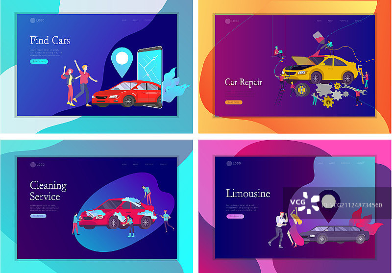 城市交通移动端着陆页模板图片素材