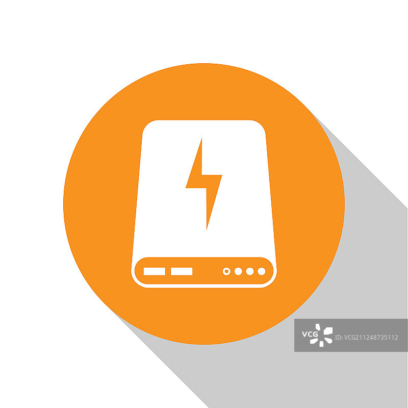 白色背景上隔离的白色充电宝图标图片素材