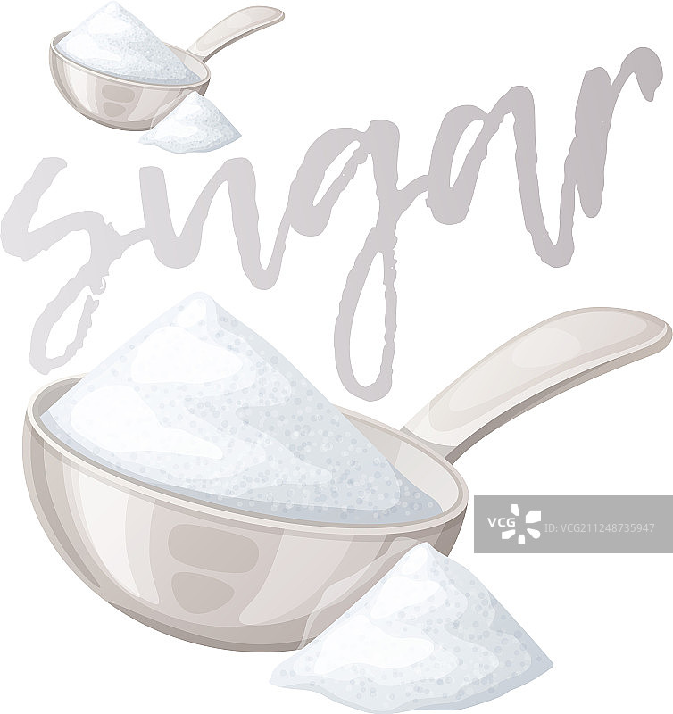 金属勺子里的白糖卡通图标图片素材
