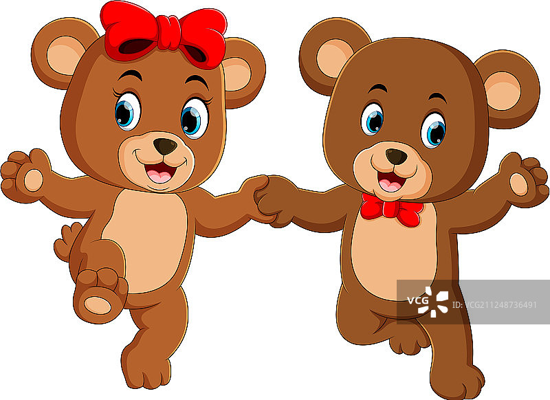 两只手牵手的可爱熊图片素材
