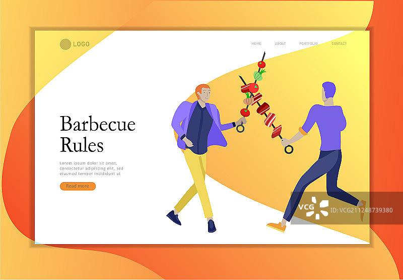 烧烤准备场景着陆页模板图片素材