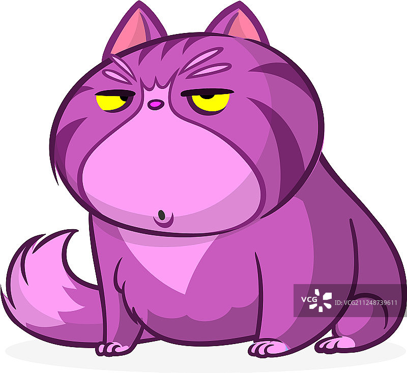 卡通漂亮的紫色胖猫图片素材