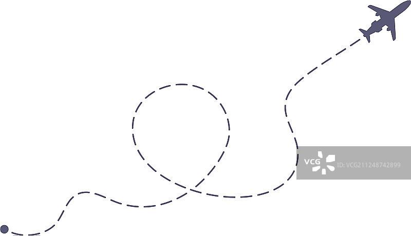 飞机飞行虚线航线图片素材