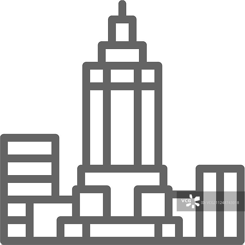 美国帝国大厦地标线条图标图片素材