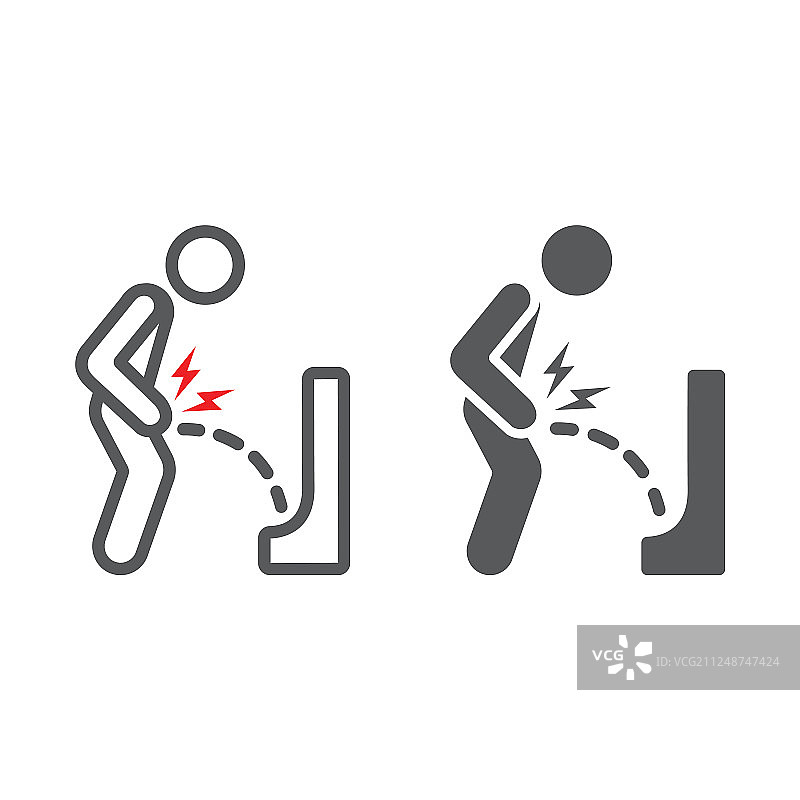 尿痛线条和标志图标：身体疼痛图片素材