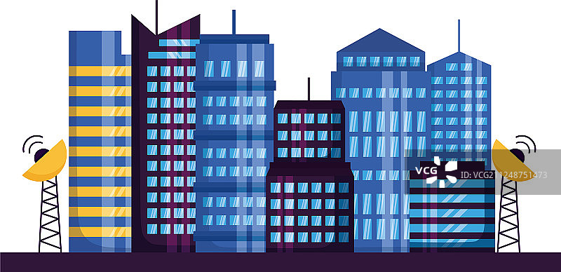 智慧城市建筑天线通信图片素材