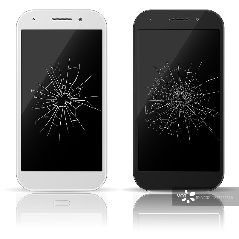 破损的智能手机屏幕图片素材