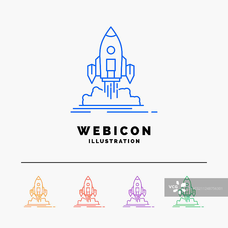 发射任务航天飞机启动发布5色图标图片素材