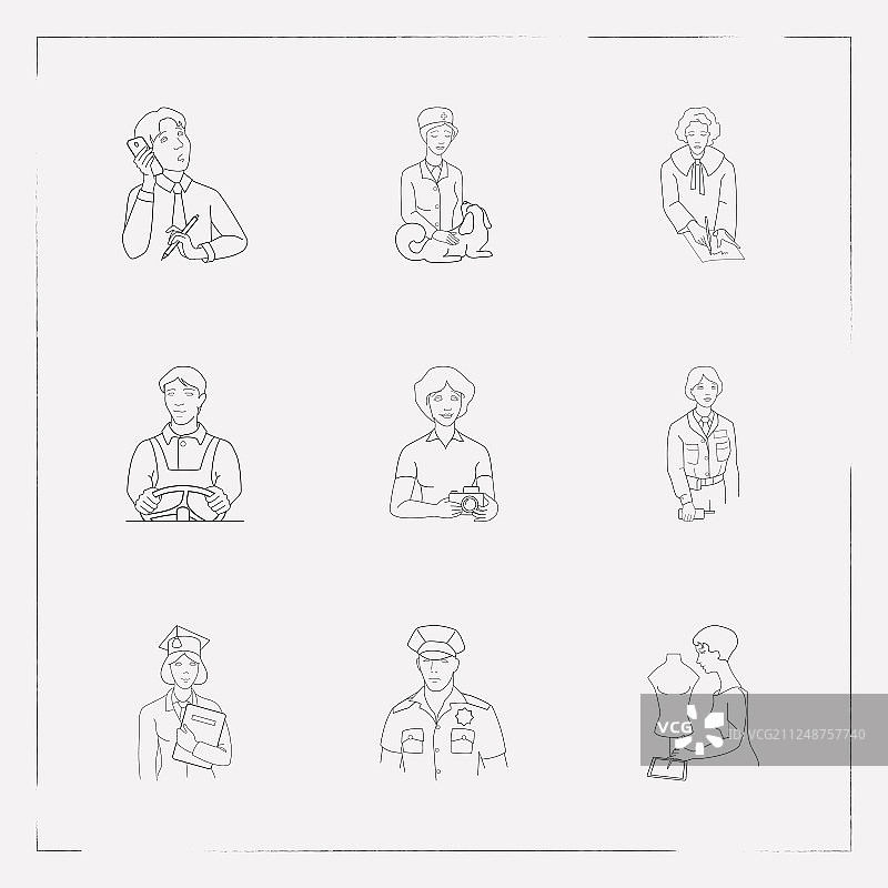 人物图标线性样式符号图片素材